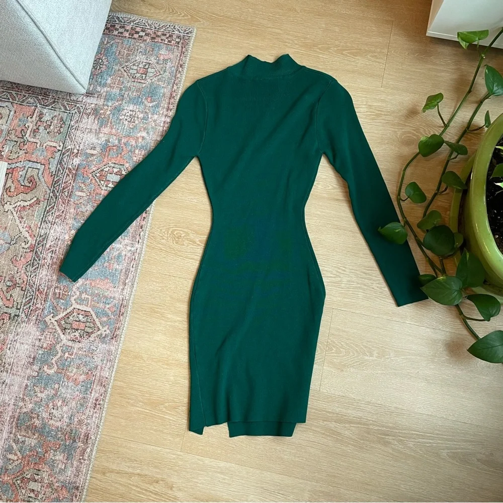 Windsor Green Sheath Dress with Long Sleeves and Mock Neck - Picture 2 of 4
